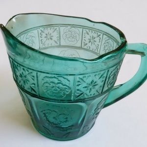 VTG Depression Ultramarine Glass Jeannette Doric & Pansy Child Creamer Pitcher
